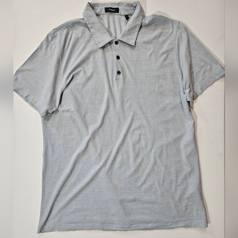 Theory‎ Polo Shirt Mens Unsized Light Blue Short Sleeve Minimalist Preppy
